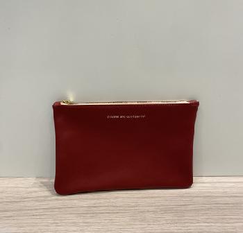 Leather pouch ''Private and confidential''- Pochette cuir 14x22cm